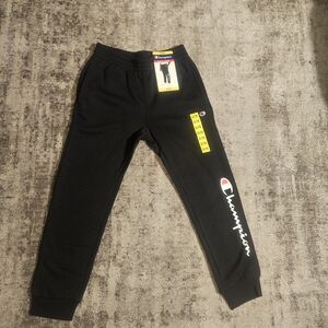 Champion Kids Black Fleece Sweatpants with Logo